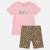 Ensemble  fille -  t-shirt manches courtes et short motif léopard Blanc+Noir+Rosatre 14 - vertbaudet enfant 
