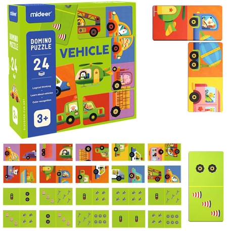 Dominos réversibles véhicules Vert 4 - vertbaudet enfant 