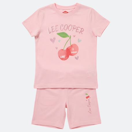 Ensemble fille t-shirt manches courtes et bermuda Beige+Fushia+Rosatre+Vert 10 - vertbaudet enfant 