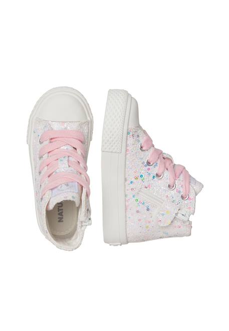 Baskets à la cheville en tissu ylfas. Blanc-rose- 4 - vertbaudet enfant 