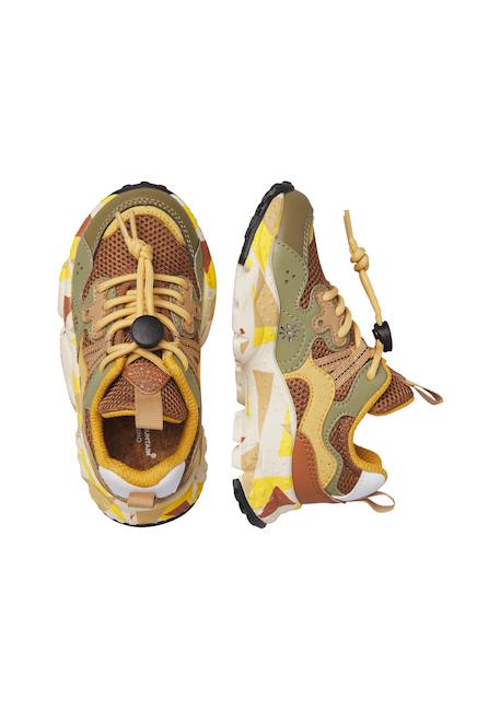 Sneakers en simili cuir et tissu technique yamano 3 junior. Kaki-marron 4 - vertbaudet enfant 