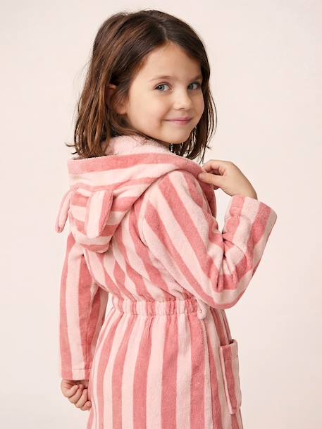 Peignoir enfant rayé lapin personnalisable, avec coton recyclé rayé rose 6 - vertbaudet enfant 