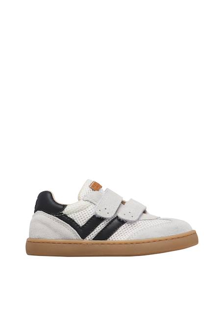 Sneakers en cuir et tissu kevis 2 vl. Blanc-noir-+Céleste-+Fuchsia- 1 - vertbaudet enfant 