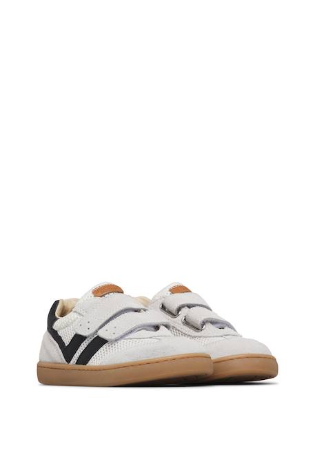 Sneakers en cuir et tissu kevis 2 vl. Blanc-noir-+Céleste-+Fuchsia- 2 - vertbaudet enfant 