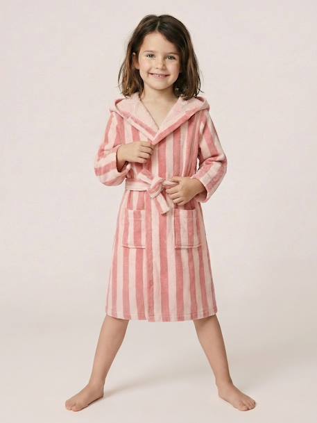 Peignoir enfant rayé lapin personnalisable, avec coton recyclé rayé rose 5 - vertbaudet enfant 