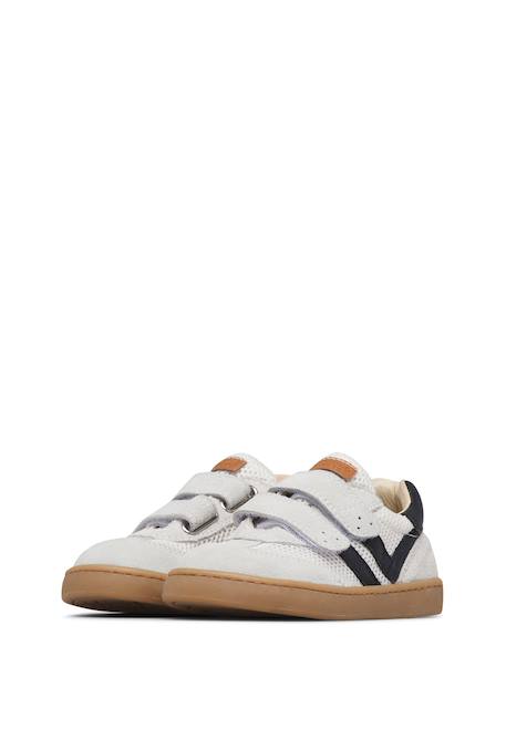 Sneakers en cuir et tissu kevis 2 vl. Blanc-noir-+Céleste-+Fuchsia- 5 - vertbaudet enfant 