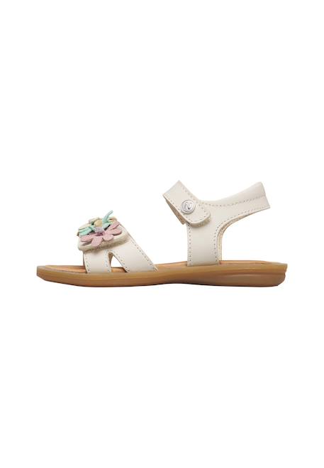 Sandales en cuir nindy Blanc crème+Cognac- 3 - vertbaudet enfant 