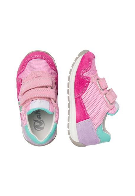 Sneakers en cuir et tissu sammy 3 vl. Beige-vert+Bleu foncé-orange+Céleste-jaune+Fuchsia-vert+Gris-bleu+Rose-fuchsia+Rose-jaune+Rouge-vert+Sage-rose 29 - vertbaudet enfant 