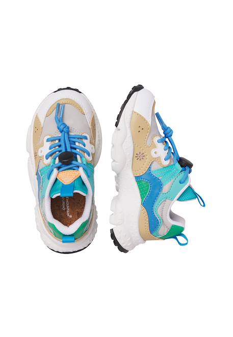 Sneakers en simili cuir et tissu technique yamano 3 junior. Blanc-beige-+Marron-jaune 4 - vertbaudet enfant 