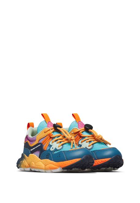 Sneakers en simili cuir et tissu technique yamano 3 junior. Marine-orange 2 - vertbaudet enfant 