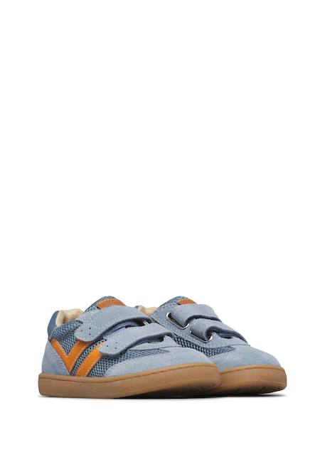 Sneakers en cuir et tissu kevis 2 vl. Blanc-noir-+Céleste-+Fuchsia- 7 - vertbaudet enfant 