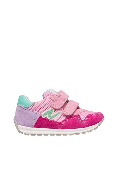 Sneakers en cuir et tissu sammy 3 vl. Beige-vert+Bleu foncé-orange+Céleste-jaune+Fuchsia-vert+Gris-bleu+Rose-fuchsia+Rose-jaune+Rouge-vert+Sage-rose 26 - vertbaudet enfant 