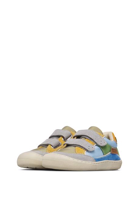 Chaussures en daim et tissu barefoot kesy vl. Bleu-jaune-+Gris-bleu-+Rose-beige- 10 - vertbaudet enfant 