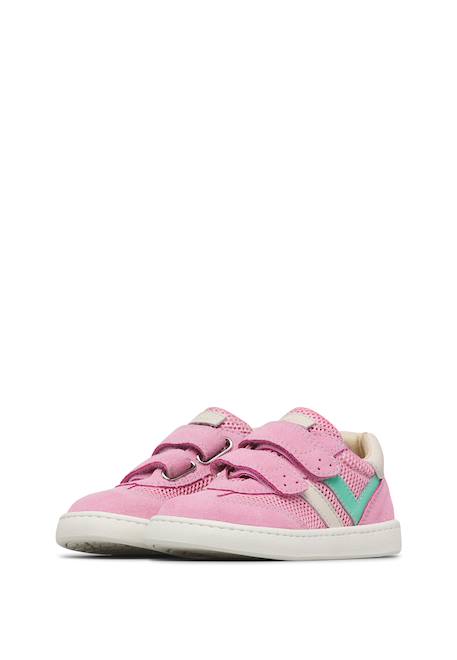 Sneakers en cuir et tissu Kevis 2 vl. Blanc-rose- 5 - vertbaudet enfant 