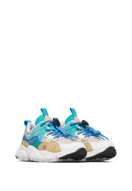 Sneakers en simili cuir et tissu technique yamano 3 junior. Blanc-beige-+Marron-jaune 2 - vertbaudet enfant 