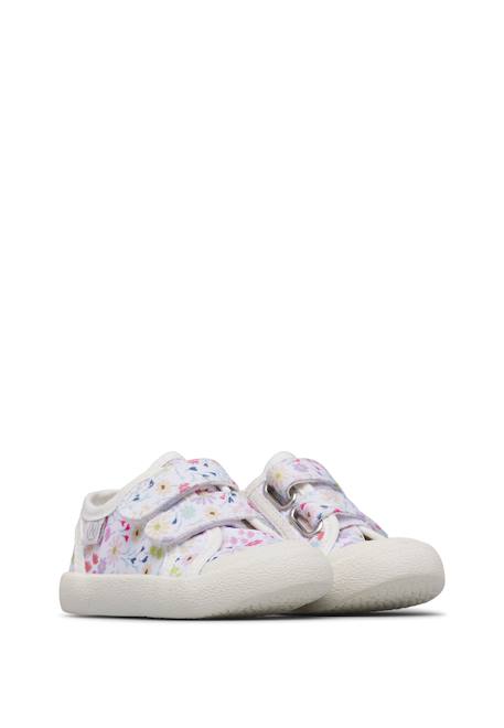 Baskets en tissu avec fermeture scratch summer vl. Blanc-lilas- 2 - vertbaudet enfant 
