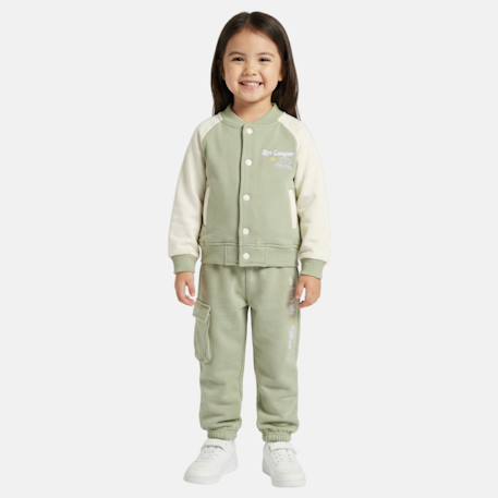 Ensemble survêtement fille avec une veste manches longues et un jogging Marron+Vert 7 - vertbaudet enfant 