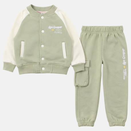 Ensemble survêtement fille avec une veste manches longues et un jogging Marron+Vert 10 - vertbaudet enfant 