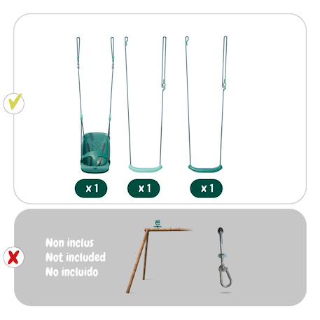 Set balançoires et siège bébé pour portique en bois lilly Vert 5 - vertbaudet enfant 