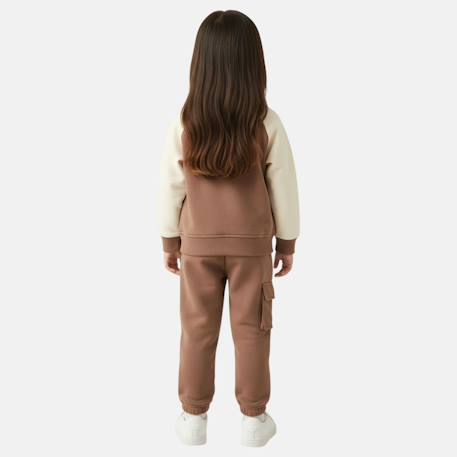 Ensemble survêtement fille avec une veste manches longues et un jogging Marron+Vert 3 - vertbaudet enfant 