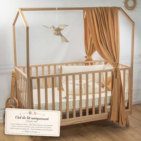 Ciel de lit cabane en gaze de coton solo 360 cm Beige+Blanc+Bleu+Camel+Écru+Gris+Imprimé coeurs+Marron+Pêche+Rose+Terracotta+Vert de gris 14 - vertbaudet enfant 