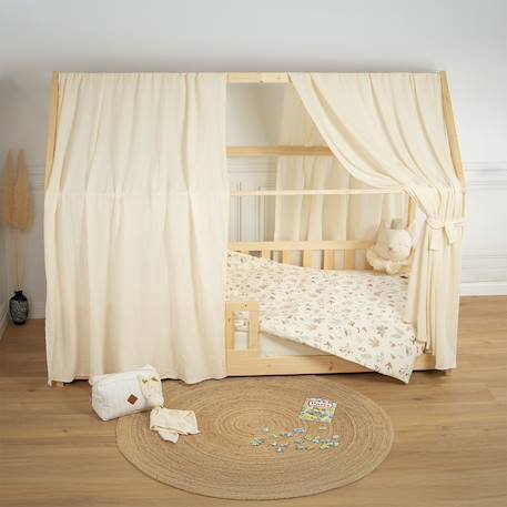 Ciel de lit cabane en gaze de coton duo 360 cm Beige+Blanc+Bleu+Camel+Écru+Gris+Marron+Pêche+Rose+Terracotta+Vert 26 - vertbaudet enfant 