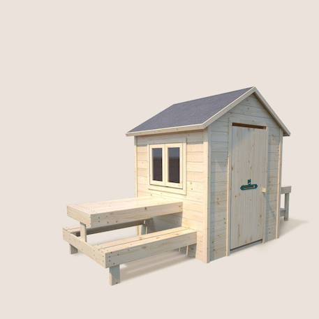 Cabane en bois enfant cuisine et table blanche Marron 2 - vertbaudet enfant 
