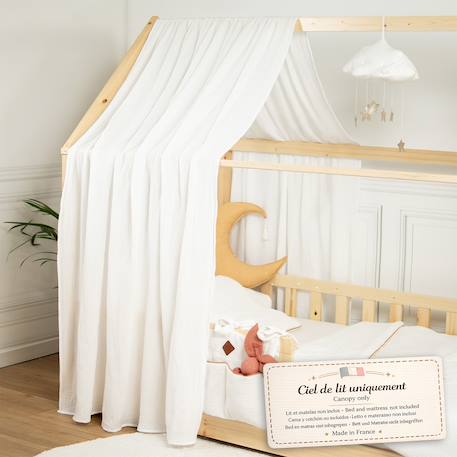 Ciel de lit cabane en gaze de coton duo 420 cm Beige+Blanc+Bleu+Camel+Écru+Gris+Marron+Pêche+Rose+Terracotta+Vert 8 - vertbaudet enfant 