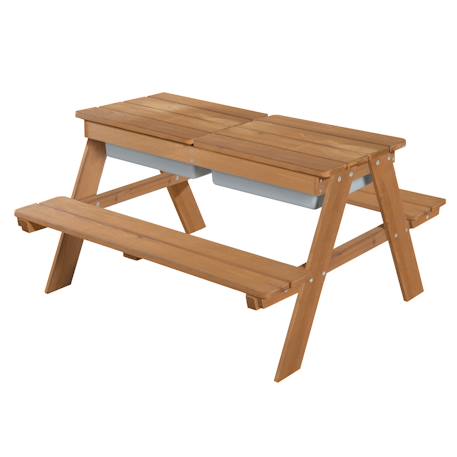 Table sable et eau en bois massif – pique-nique pour 4 enfants Bois naturel+Teck 8 - vertbaudet enfant 