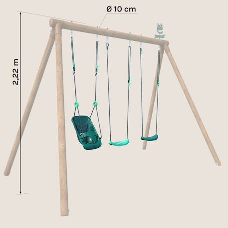 Set balançoires et siège bébé pour portique en bois lilly Vert 2 - vertbaudet enfant 