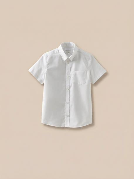 Chemisette oxford garçon - collection fêtes et mariage Blanc clair uni 1 - vertbaudet enfant 