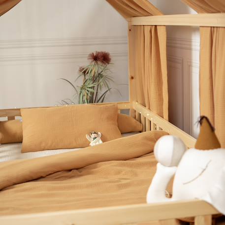 Ciel de lit cabane en gaze de coton solo 390 cm Beige+Blanc+Bleu+Camel+Écru+Gris+Imprimé coeurs+Marron+Pêche+Rose+Terracotta+Vert de gris 16 - vertbaudet enfant 