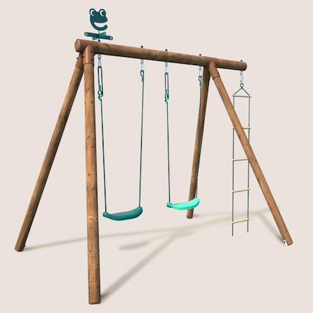 Portique en bois rond 3 agrès avec échelle tonka Marron 2 - vertbaudet enfant 