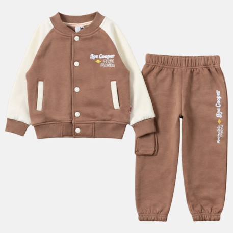 Ensemble survêtement fille avec une veste manches longues et un jogging Marron+Vert 4 - vertbaudet enfant 