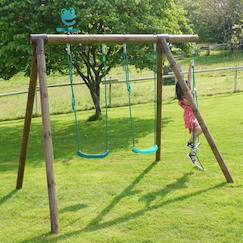 Portique en bois rond 3 agrès avec échelle tonka  - vertbaudet enfant