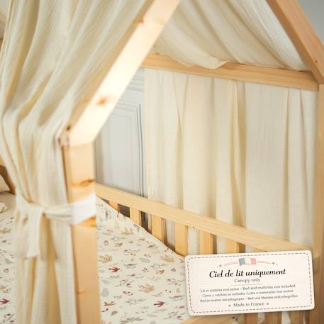 Ciel de lit cabane en gaze de coton duo 420 cm Beige+Blanc+Bleu+Camel+Écru+Gris+Marron+Pêche+Rose+Terracotta+Vert 24 - vertbaudet enfant 