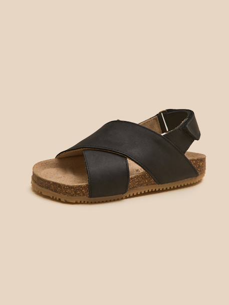 Sandales à brides garçon en cuir Navy noir 2 - vertbaudet enfant 
