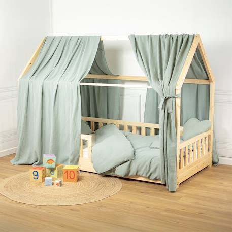 Ciel de lit cabane en gaze de coton duo 330 cm Beige+Blanc+Bleu+Camel+Écru+Gris+Marron+Rose+Terracotta+Vert 52 - vertbaudet enfant 