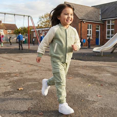 Ensemble survêtement fille avec une veste manches longues et un jogging Marron+Vert 8 - vertbaudet enfant 