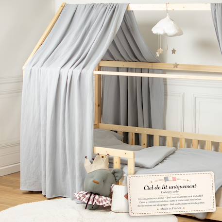 Ciel de lit cabane en gaze de coton solo 360 cm Beige+Blanc+Bleu+Camel+Écru+Gris+Imprimé coeurs+Marron+Pêche+Rose+Terracotta+Vert de gris 25 - vertbaudet enfant 