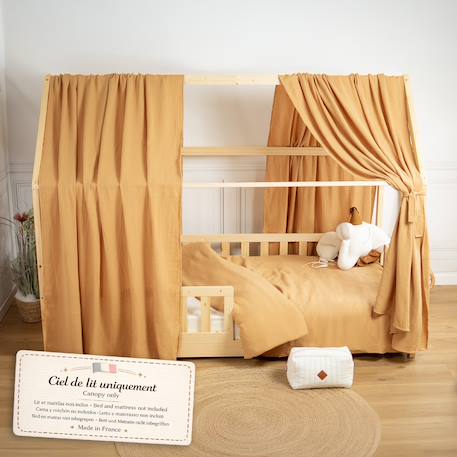 Ciel de lit cabane en gaze de coton duo 330 cm Beige+Blanc+Bleu+Camel+Écru+Gris+Marron+Rose+Terracotta+Vert 19 - vertbaudet enfant 