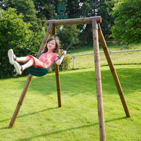 Portique simple une place en bois rond hanna Marron 1 - vertbaudet enfant 