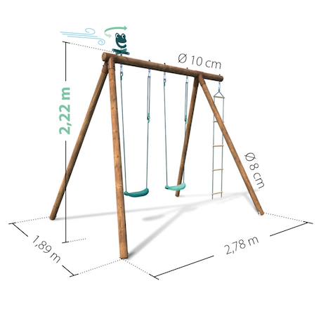 Portique en bois rond 3 agrès avec échelle arthur Marron 5 - vertbaudet enfant 