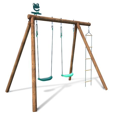 Portique en bois rond 3 agrès avec échelle tonka Marron 4 - vertbaudet enfant 