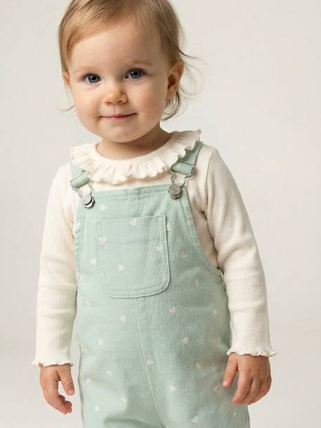 Ensemble salopette T-shirt bébé cœur vert d'eau 12 - vertbaudet enfant 