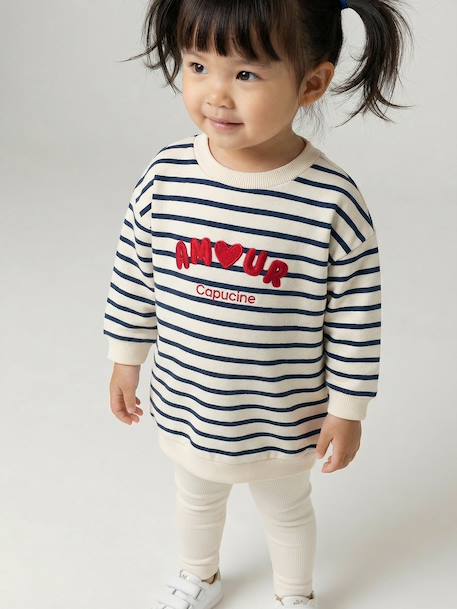 Ensemble bébé robe legging personnalisable rayé marine 2 - vertbaudet enfant 