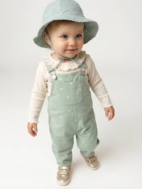 Ensemble salopette T-shirt bébé cœur vert d'eau 1 - vertbaudet enfant 