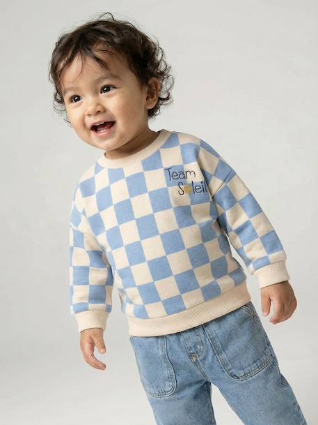 Sweat bébé garçon 'Team Soleil' bleu grisé 1 - vertbaudet enfant 