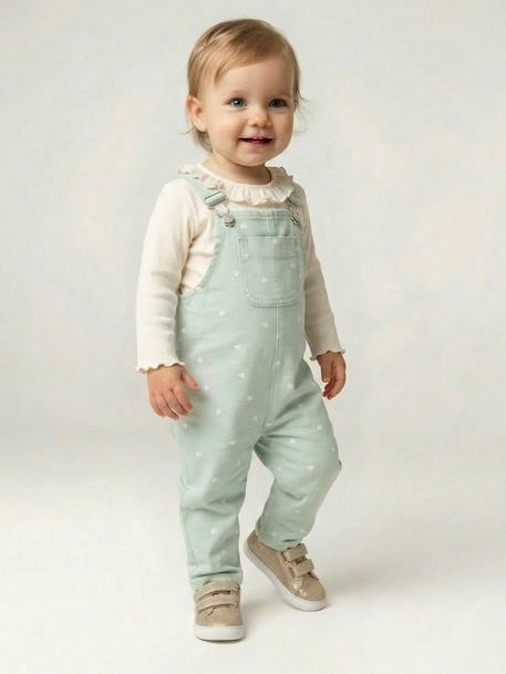 Ensemble salopette T-shirt bébé cœur vert d'eau 2 - vertbaudet enfant 