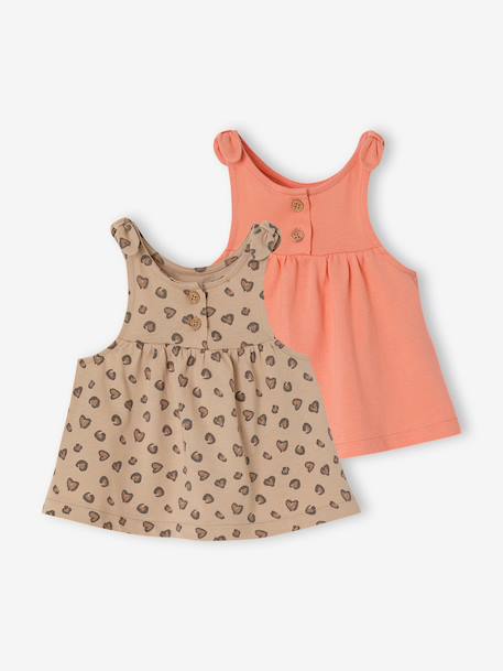 Lot 2 débardeurs coton bio corail 1 - vertbaudet enfant 